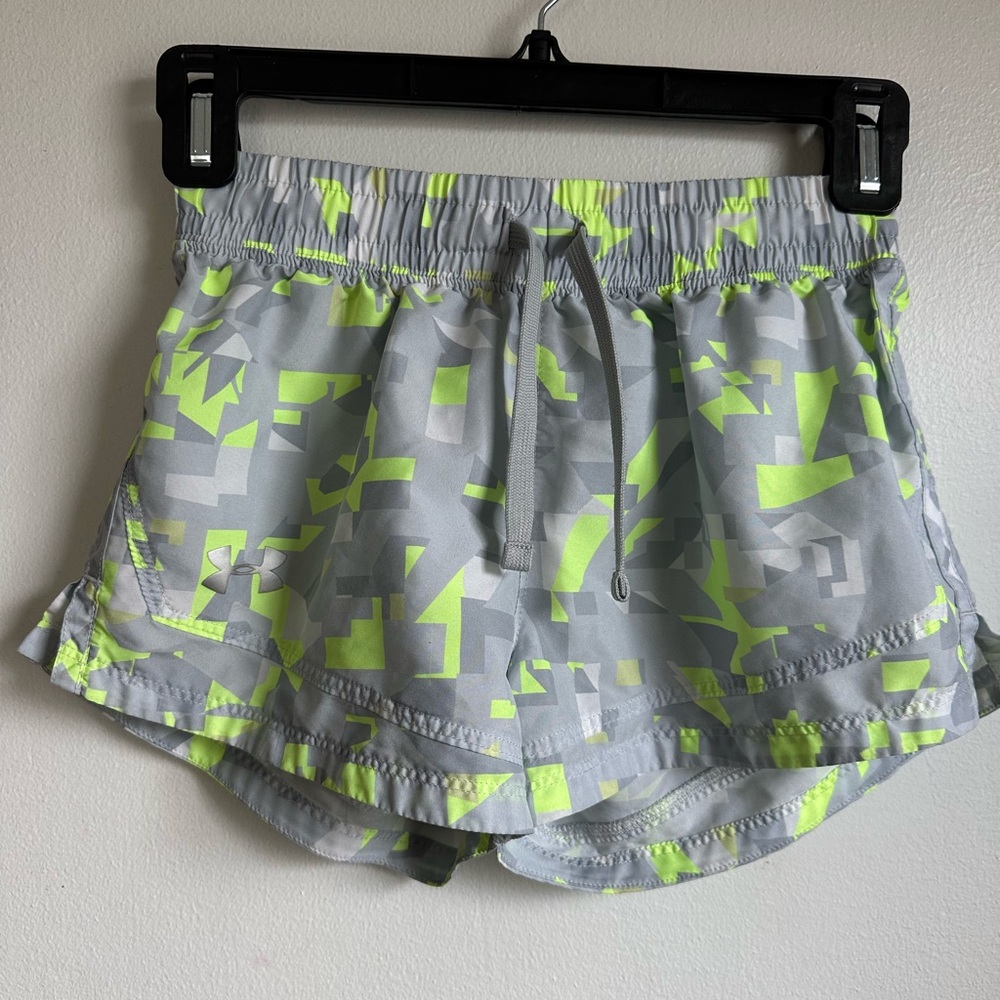 Under Armour Kids Gray and Neon Green Shorts